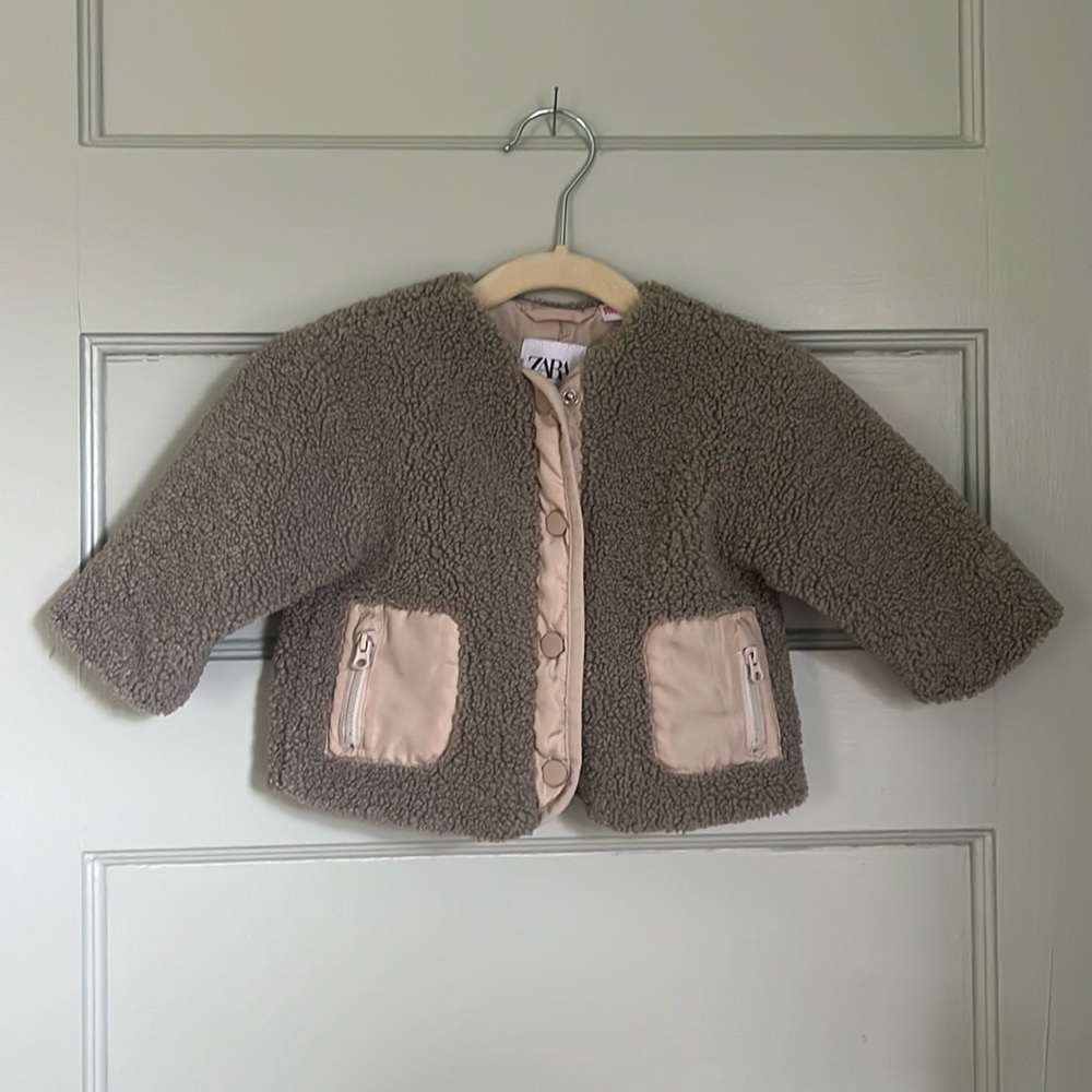 Zara Fleece pocketed bomber jacket